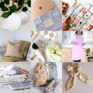 Collage of 9 out of 16 easy sewing projects for beginners