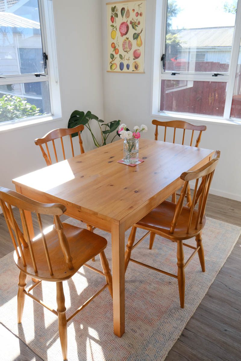 Clean kitchen table in Makylas home as a homemaker
