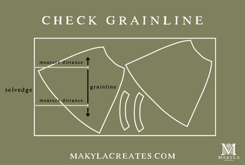 Diagram showing how to cut out fabric correctly following the pattern grainline