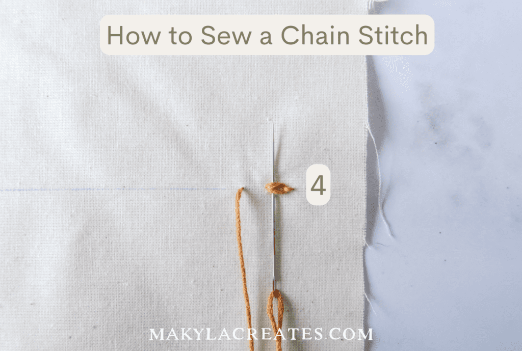 Sewing the next chain stitch