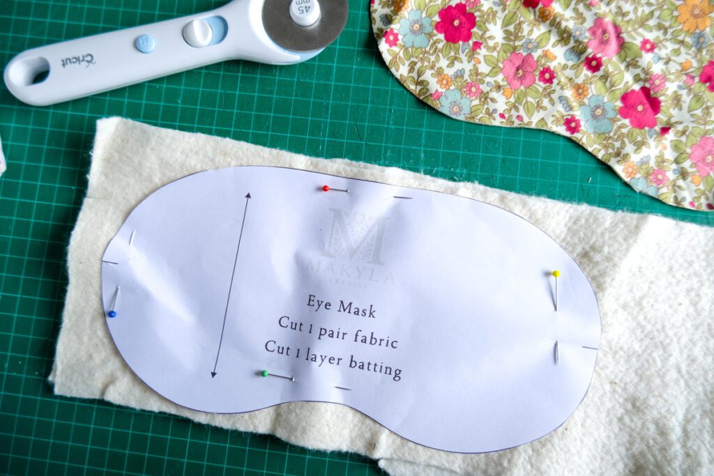 cutting out batting fabric for eye mask