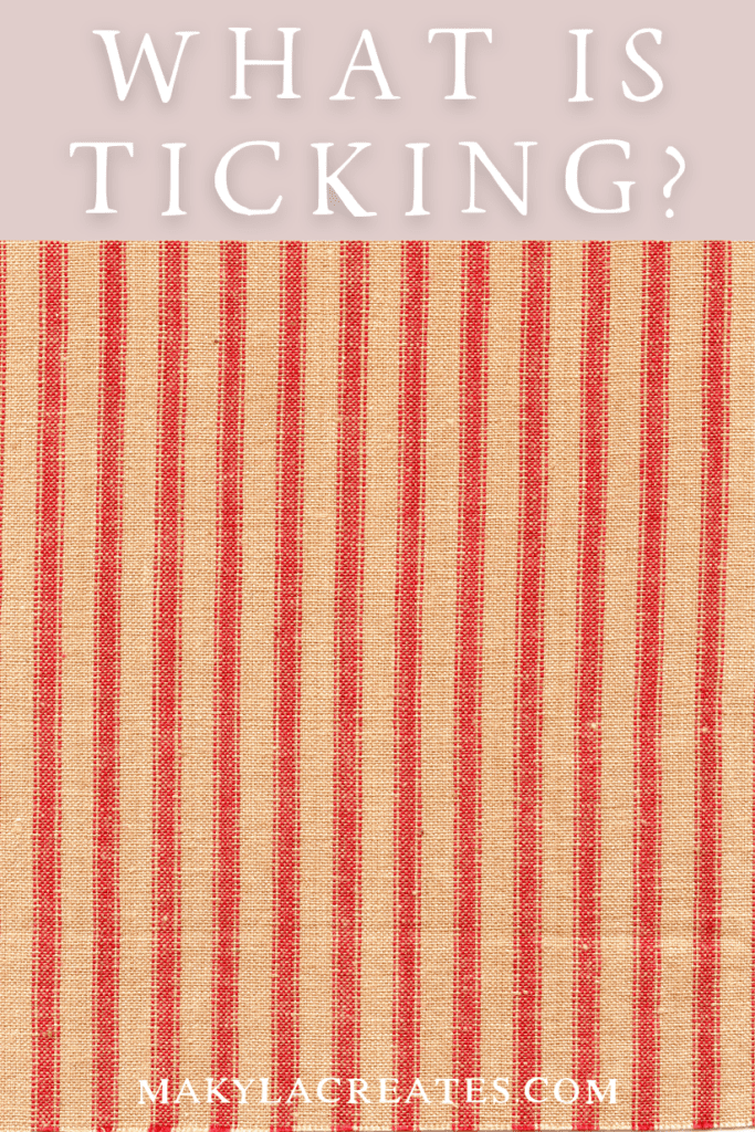 Close up of red ticking fabric