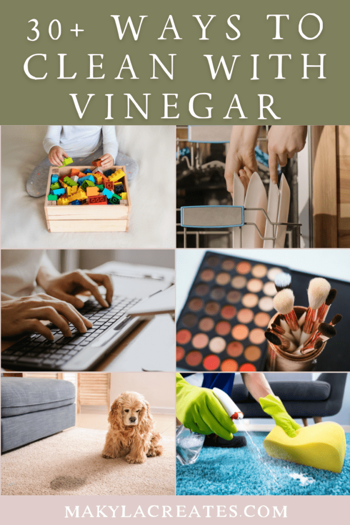 collage of ways to clean with vinegar