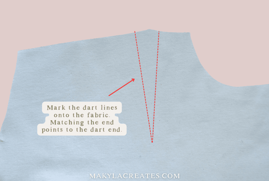 Marking in the dart arms onto fabric