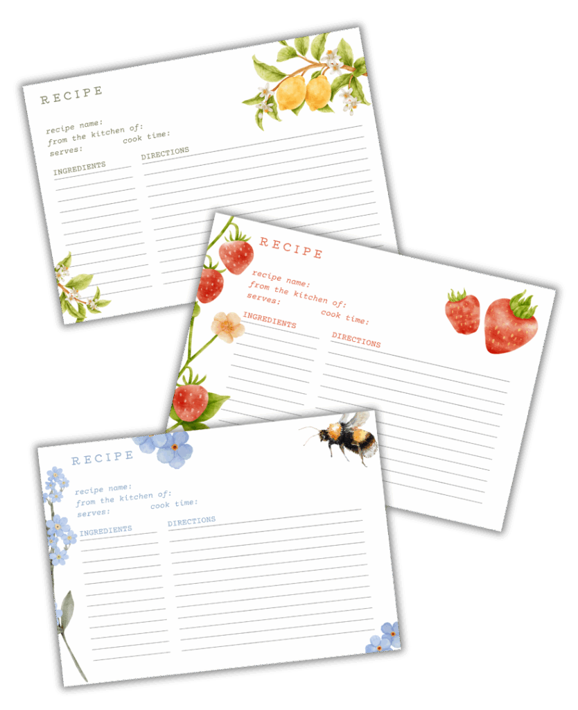 3 summer recipe cards