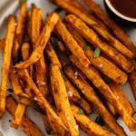 close up of sweet potato fries