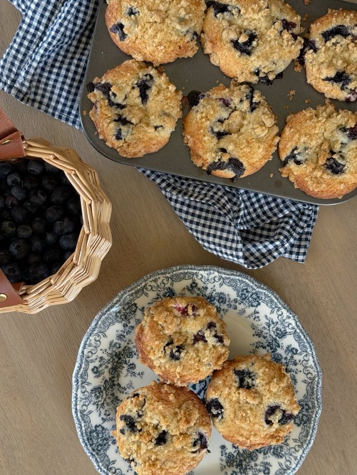 Baked blueberry muffins